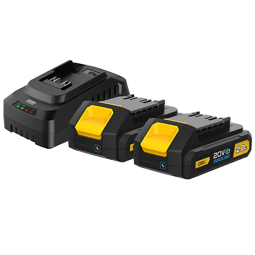 Набор аккумулятор и зарядное устройство Deli DL-CM20A2E (2АКБ 20V 2А*ч + ЗУ 2A, 20V) фото 1