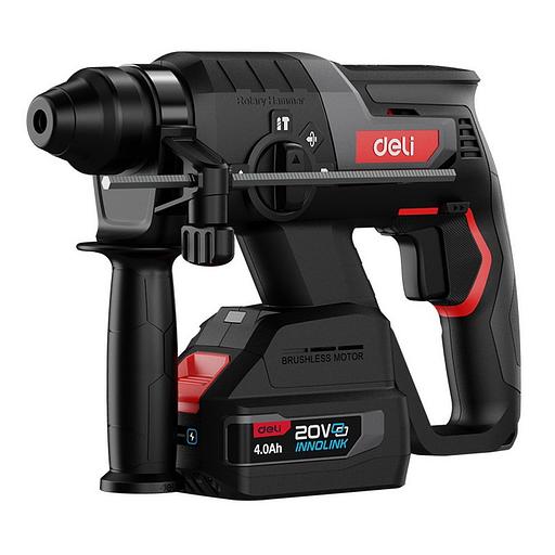 Перфоратор аккумуляторный Deli DE-DC20-2D4 (2 АКБ*4Ач + ЗУ, 20V, SDS PLUS, 2Дж, 4750уд/мин, 1350об/мин, кейс) фото 1