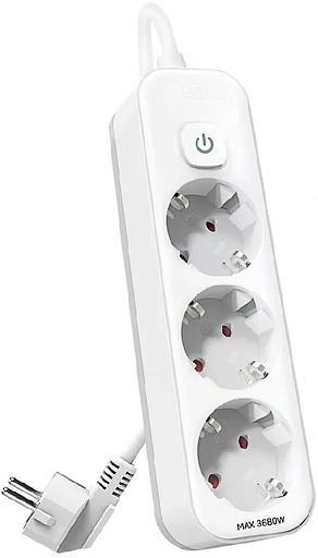 Сетевой фильтр Deli ET433 5м (3 розетки) белый (пакет ПЭ) фото 1