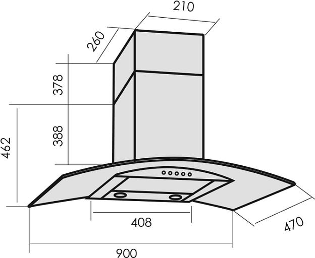 Вытяжка каминная MBS Ruta 190 Glass Black черный стекло управление: кнопочное (1 мотор) фото 10