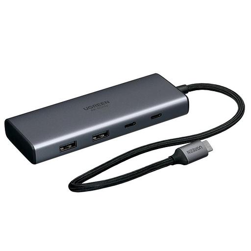Конвертер UGREEN CM498 (45379) 4-in-1 4K@60Hz USB-C to 2*USB-A 3.2+2*USB-C 3.2+2*HDMI+PD Port Converter. Цвет:серый фото 2