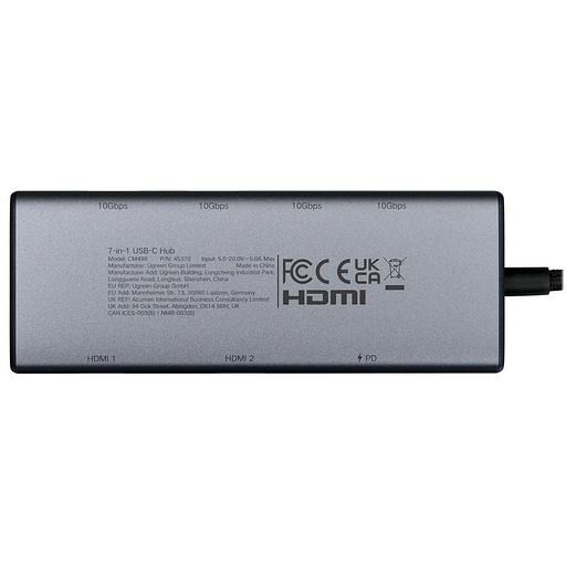 Конвертер UGREEN CM498 (45379) 4-in-1 4K@60Hz USB-C to 2*USB-A 3.2+2*USB-C 3.2+2*HDMI+PD Port Converter. Цвет:серый фото 5