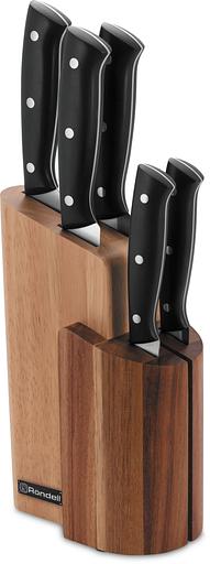 Набор ножей кухон. Rondell Dual RD-1943 компл.:6предм. с подставкой черный подар.коробка фото 1