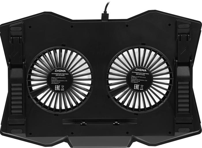Подставка для ноутбука Digma D-NCP180-2x110 18" 410x280x34мм 20дБ 2xUSB 2x 110ммFAN 700г пластик ABS черный фото 1