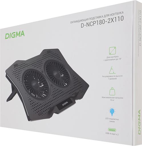 Подставка для ноутбука Digma D-NCP180-2x110 18" 410x280x34мм 20дБ 2xUSB 2x 110ммFAN 700г пластик ABS черный фото 8