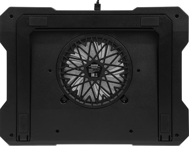 Подставка для ноутбука Digma D-NCP190-1x100RGB 19" 428x316x58мм 52дБ 2xUSB 1x 140ммFAN 1280г Fan-control металл/пластик черный фото 1