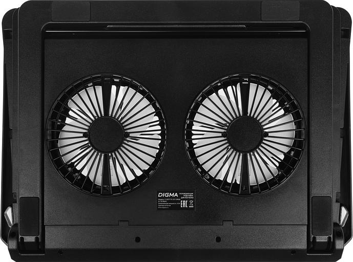 Подставка для ноутбука Digma D-NCP170-2x110RGB 18" 400x288x45мм 52дБ 2xUSB 2x 110ммFAN 1250г Fan-control металл/пластик черный фото 1