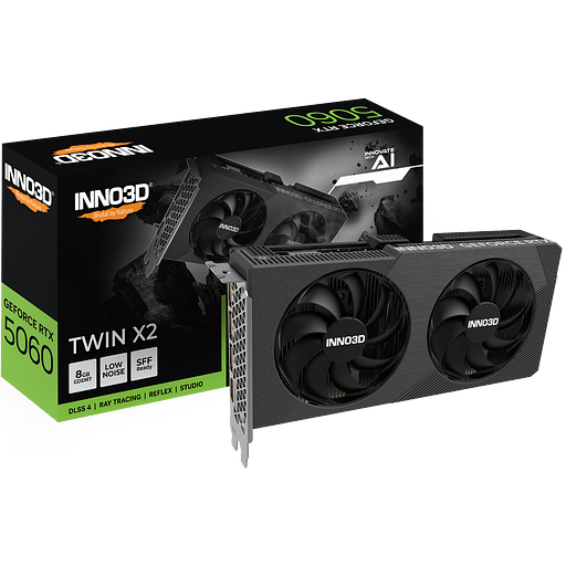 Видеокарта INNO3D RTX5060 TWIN X2 8GB GDDR7 128bit 3xDP HDMI 2FAN RTL фото 1