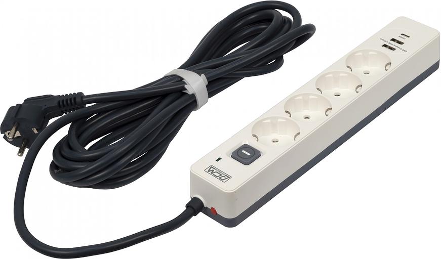Сетевой фильтр Powercom SP-01 USB2A1CW 3,0М 3.0м (4 розетки) белый/серый (коробка) фото 5