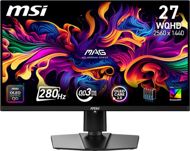 Монитор MSI 26.5" Mag 271QP QD-OLED X28 черный QD OLED LED 0.03ms 16:9 HDMI M/M матовая HAS Piv 1500000:1 250cd 178гр/178гр 2650x1440 280Hz DP Quad 2K (1440p) 8кг фото 1
