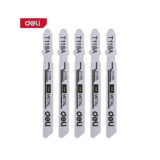 Набор оснастки Deli Пилки для электролобзика (5шт) по металлу DH-QJT021-E4 тип T118A, 21TPI, 50мм фото 1