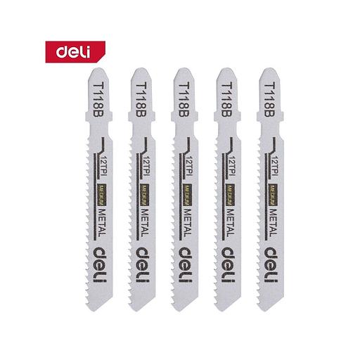 Набор оснастки Deli Пилки для электролобзика (5шт) по металлу DH-QJT012-E4 тип T118B, 12TPI, 50мм фото 1