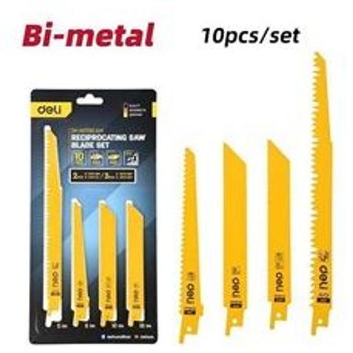 Набор полотен для сабельной пилы (10шт) универсальный Deli DH-WJT010-EH1 (по металлу BIM/18TPI/150мм - 2шт + BIM/10TPI/150мм - 3шт, по дереву BIM/6TPI/150мм - 3шт + CRV/5TPI/200мм - 2шт) фото 1