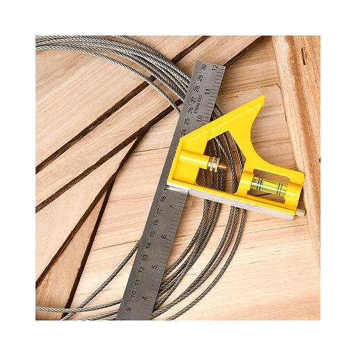 Линейка строительная с угольником и уровнем Deli DL7300Y 300мм, нержавеющая сталь, пузырьковый уровень фото 5