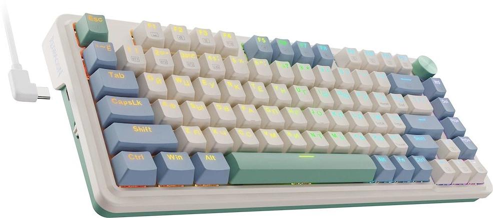 Клавиатура Redragon Ucal Pro механическая белый/зеленый USB беспроводная BT/Radio Multimedia for gamer для ноутбука LED (72087) кабель 1.8м фото 2