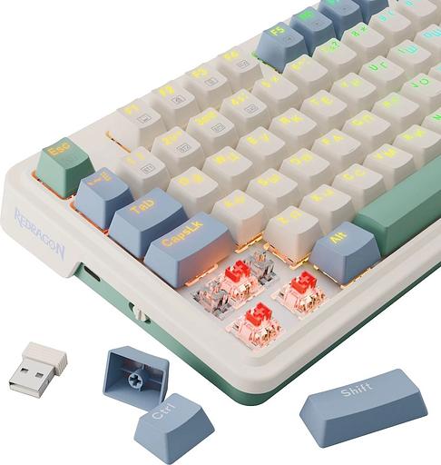 Клавиатура Redragon Ucal Pro механическая белый/зеленый USB беспроводная BT/Radio Multimedia for gamer для ноутбука LED (72087) кабель 1.8м фото 5
