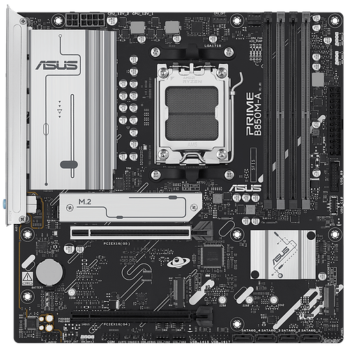Материнская плата ASUS PRIME B850M-A-CSM AM5 mATX 4xDDR5 2xPCIEx16 3xM.2 2xDP HDMI 2.5GLAN фото 2