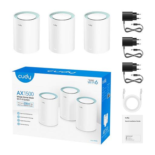 Бесшовный Mesh роутер Cudy M1500 (M1500(3-PACK)) AX1500 10/100/1000BASE-TX (упак.:3шт) фото 2