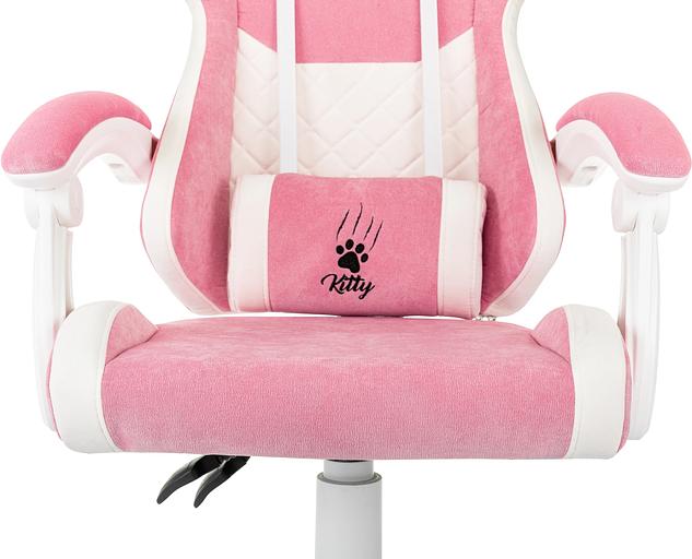 Кресло игровое Knight Kitty W розовый/молочный крестов. пластик белый фото 10