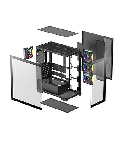 Компьютерный корпус Deepcool CG580 4F V2 без БП, боковое окно (панорама), 4x120mm ARGB PWM вентилятора, черный, ATX (R-CG580-BKADA4-G-2) фото 5