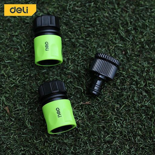 Набор соединителей для шлангов 3 шт 1/2" Deli DL8799 1/2" быстросъемный коннектор с аквастопом, 1/2" быстросъемный коннектор, штуцер 1/2"-3/4", ударопрочный пластик фото 1