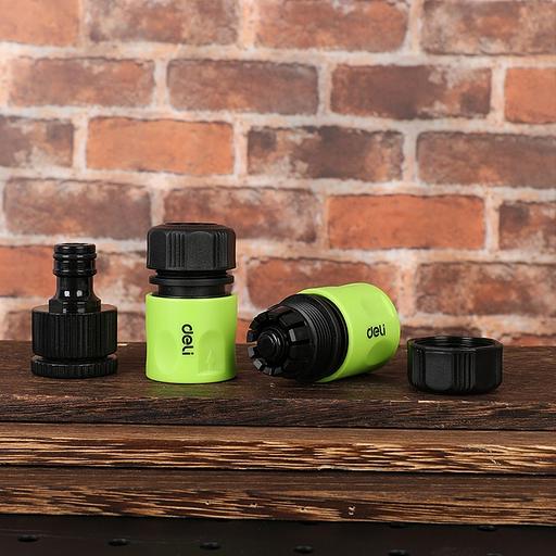 Набор соединителей для шлангов 3 шт 1/2" Deli DL8799 1/2" быстросъемный коннектор с аквастопом, 1/2" быстросъемный коннектор, штуцер 1/2"-3/4", ударопрочный пластик фото 6