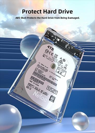 Внешний корпус для HDD/SSD Netac NT07WH11-30CC 2.5 SATA --> USB3.0, скользящая прозрачная крышка, USB3.0 C --> C кабель фото 8