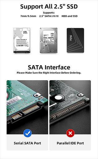 Внешний корпус для HDD/SSD Netac NT07WH11-30CC 2.5 SATA --> USB3.0, скользящая прозрачная крышка, USB3.0 C --> C кабель фото 10