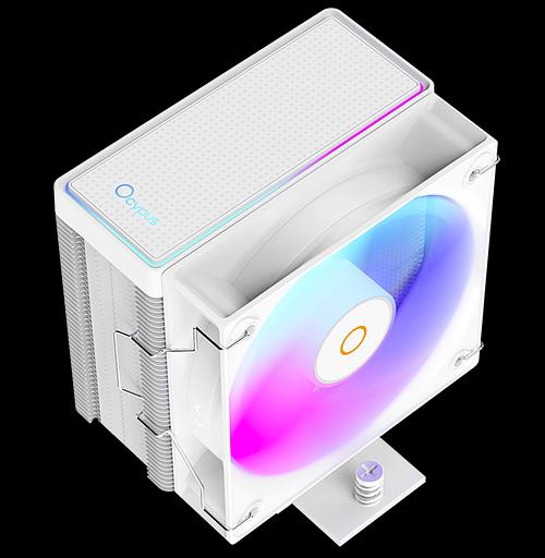 Кулер для процессора Ocypus Gamma A40 WH ARGB Digital, 100mm ARGB FAN, Top Display Panel, 4 HEAT PIPES, 4-PIN PWM, 600-2400 RPM, 29.5DBA, HYDRO BEARING, LGA115X/1200/1700/18XX, AM4/AM5 фото 2