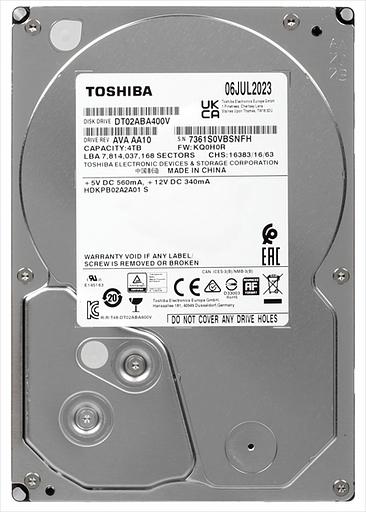 Жесткий диск Toshiba Surveillance HDD 3.5" SATA 4Tb, 5400rpm, 128MB buffer, 512e, SMR, DT02ABA400V, 1 year фото 1