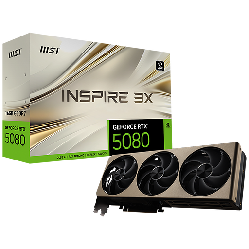 Видеокарта MSI RTX5080 INSPIRE 3X 16GB GDDR7 256bit 3xDP HDMI 3FAN RTL фото 1