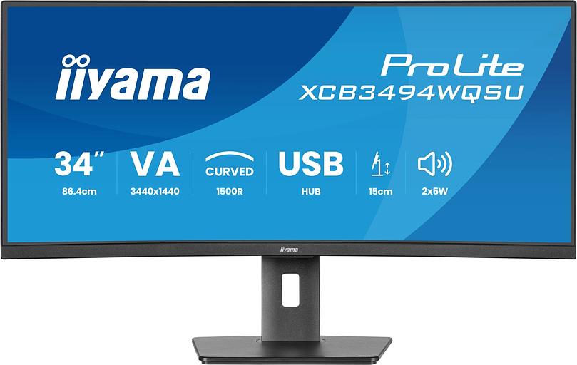 Монитор Iiyama 34" ProLite XCB3497WQSNPH-B1 черный VA LED 0.4ms 21:9 HDMI M/M матовая HAS 3000:1 350cd 178гр/178гр 3440x1440 120Hz DP UW USB 9.7кг фото 1