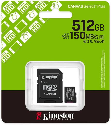 Флеш карта microSDXC 512GB Kingston SDCS3/512GB Canvas Select Plus + adapter фото 3
