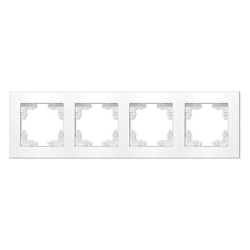 Рамка четырехместная горизонтальная Афина белая (еврослот) фото 1