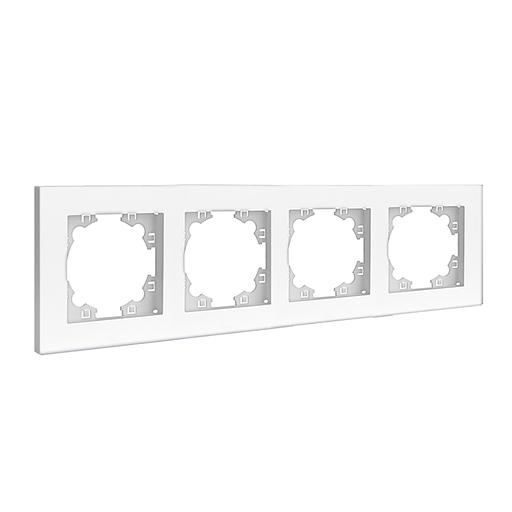 Рамка четырехместная горизонтальная Афина белая (еврослот) фото 2