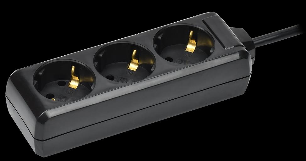 Удлинитель У03 3 места с заземлением 5м 3х1мм2 16А 250В черный фото 1