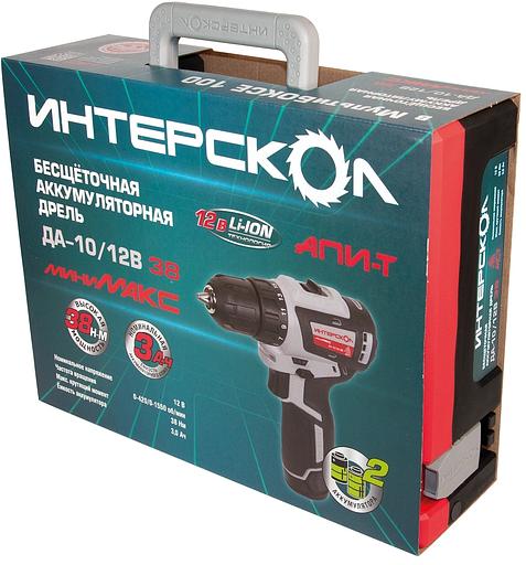 Дрель-шуруповерт Интерскол ДА-10/12В 38 аккум. патрон:быстрозажимной (кейс в комплекте) (757.3.2.46) фото 4