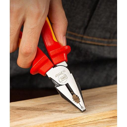 OEM Диэлектрические комбинированные плоскогубцы Deli DL512007 180мм, сталь Cr-V, сертификат VDE для работ под напряжением до 1000 В oem фото 4