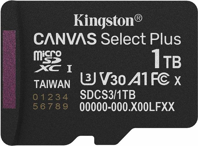 Флеш карта microSDXC 1TB Kingston SDCS3/1TBSP Canvas Select Plus w/o adapter фото 1