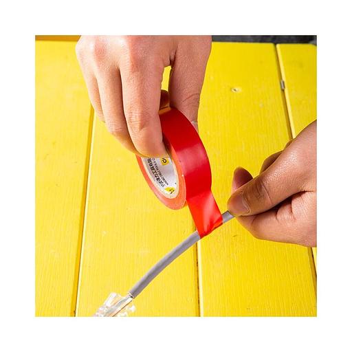 Изолента Deli DL5262 красная, 0,13мм х 18мм х 9,15м, напряжение до 600В, температурный диапазон 0-80 грд., ПВХ фото 5