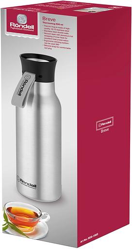 Термокружка для напитков Rondell Breve RDS-1883 0.5л. стальной матовый картонная коробка фото 2