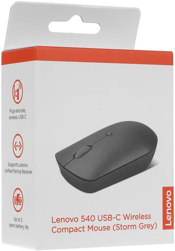 Мышь Lenovo 540 USB-C Wireless Compact темно-серый оптическая 2400dpi беспров. BT/Radio USB (GY51D20867) фото 8