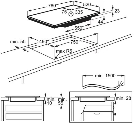 Индукционная варочная поверхность Electrolux EIV83443CT черный фото 5