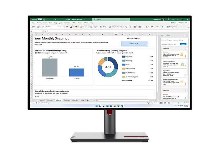 Монитор Lenovo 27" P27h-30, 16:9, IPS, QHD, 4ms, 350cd, 60Hz, HDMI, DP, DP OUT, USB-C, USB, LAN, HAS фото 3