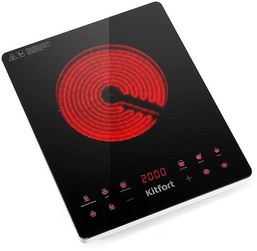 Плита Инфракрасная Kitfort КТ-140 черный/серебристый стеклокерамика (настольная) фото 1