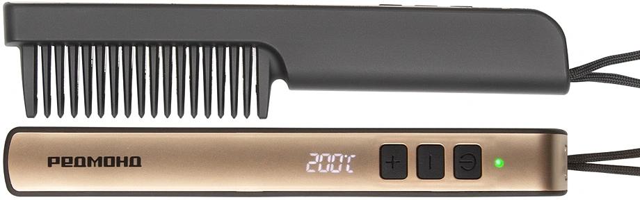 Расческа-выпрямитель Редмонд HS1742 34Вт черный/золотистый макс.темп.:200С фото 1