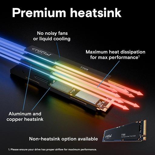 Твердотельный накопитель SSD Crucial T705 1TB PCIe Gen5 NVMe M.2 SSD CT1000T705SSD3 фото 6