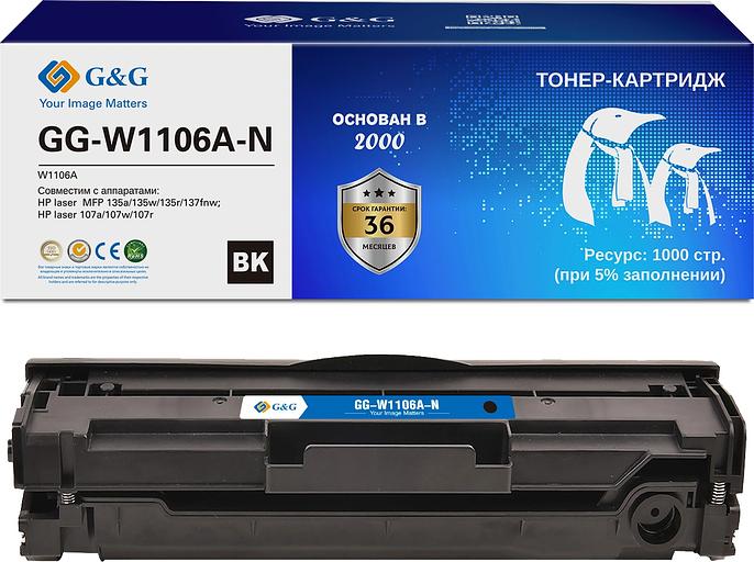 Картридж лазерный G&G GG-W1106A-N W1106A черный (1000стр.) для HP Laser 107a/107r/107w/135a MFP/135r MFP/135w MFP/137fnw MFP фото 1