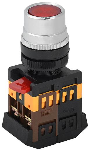 Кнопка красная ABLF-22 1з+1р с подсветкой неон 240В фото 1