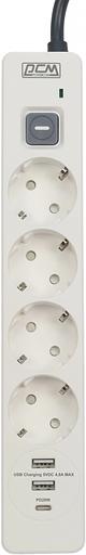 Сетевой фильтр-удлинитель PowerCom SP-01 USB2A1CW 3.0M фото 3